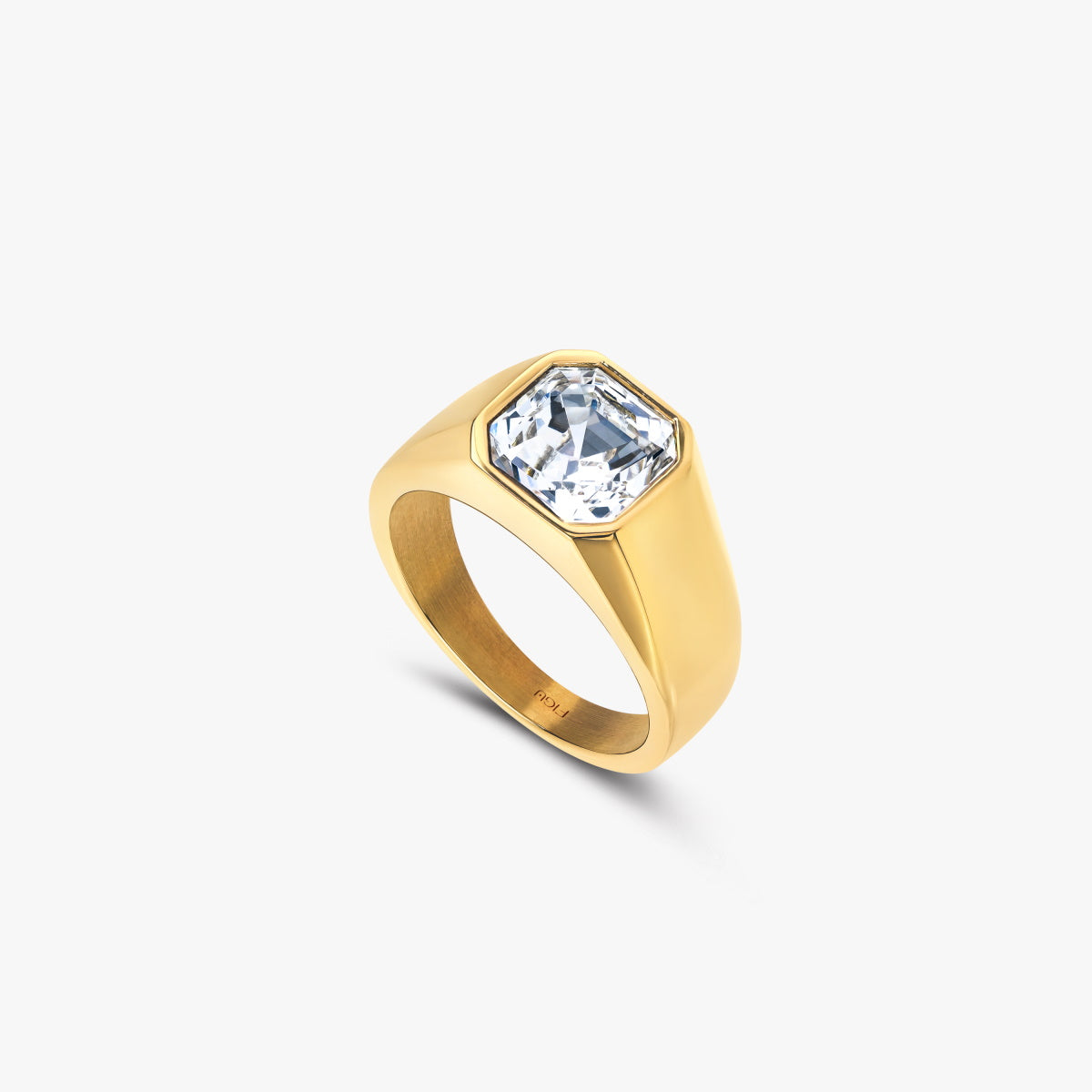 Square Signet Crystal Ring