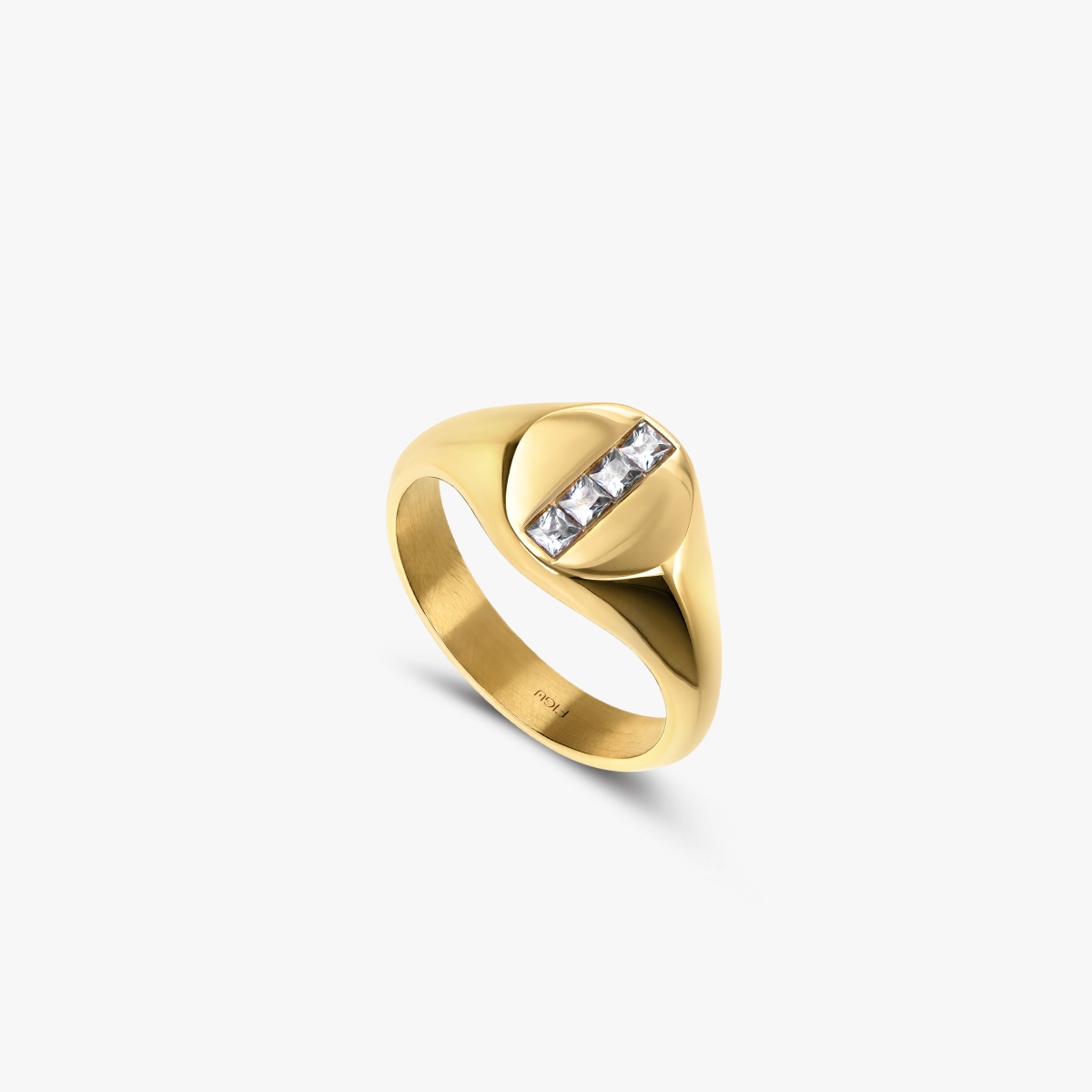 Round Signet Crystal Ring