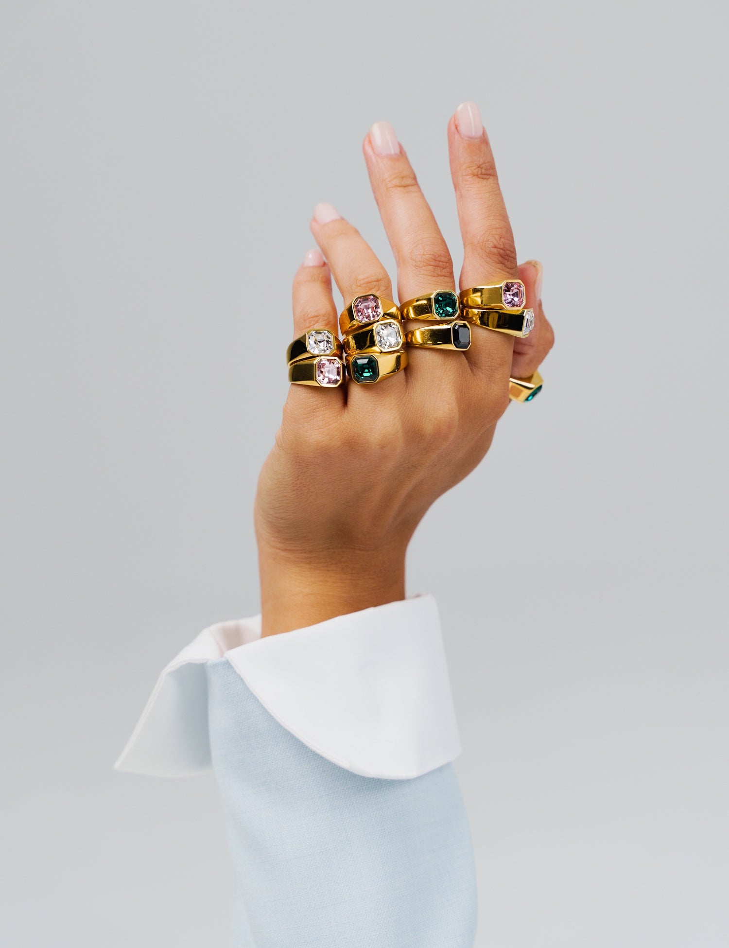 Square Signet Crystal Ring