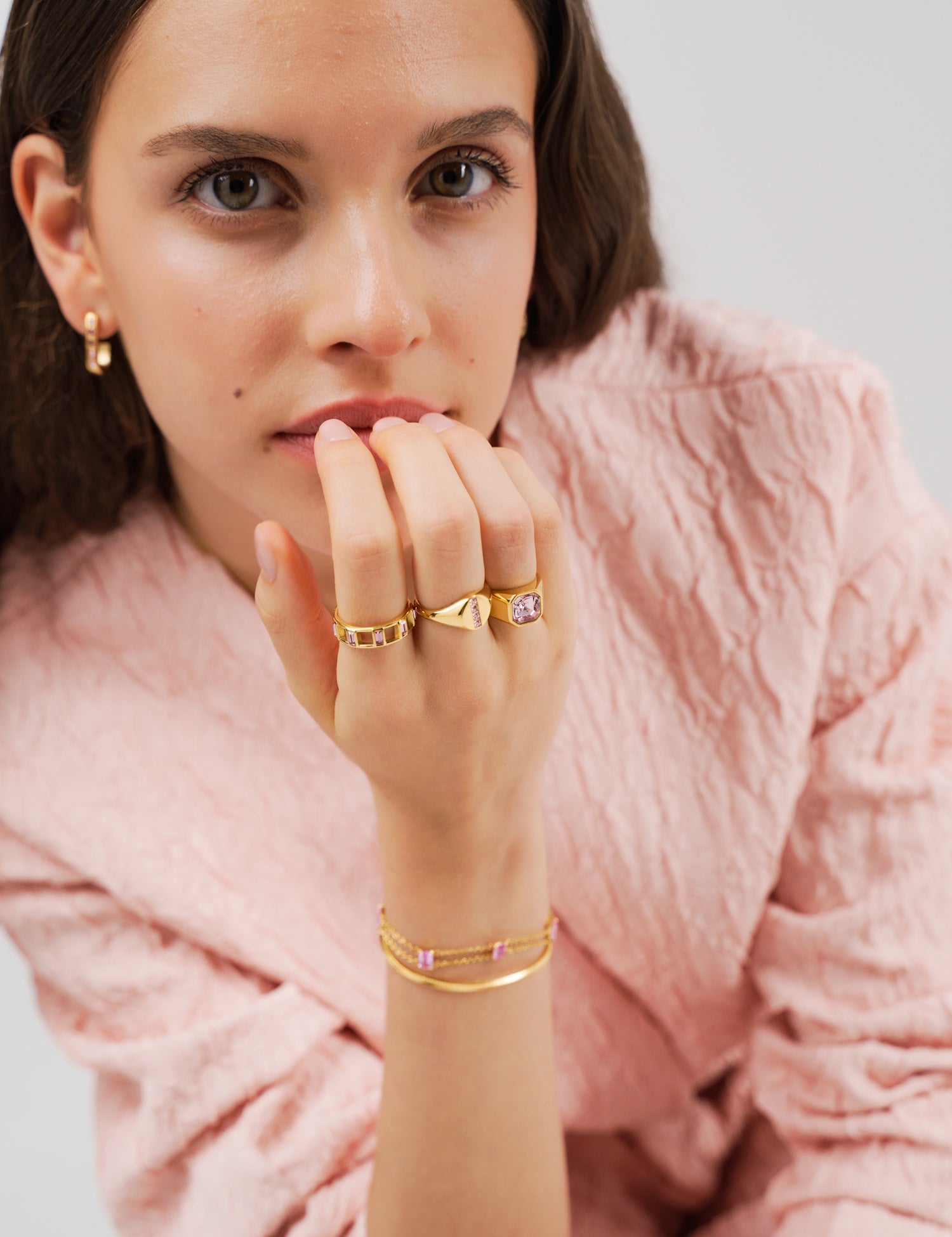 Round Signet Crystal Ring