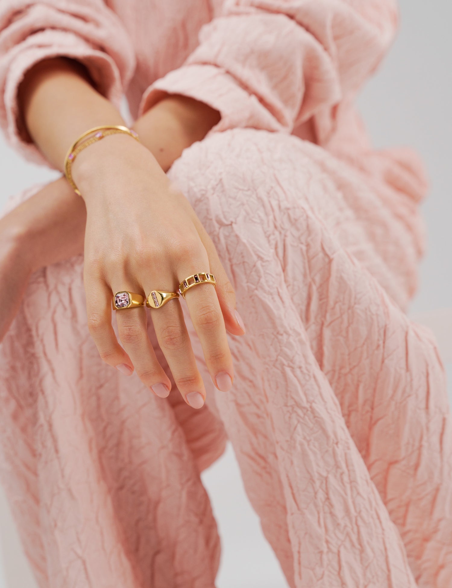 Square Signet Crystal Ring