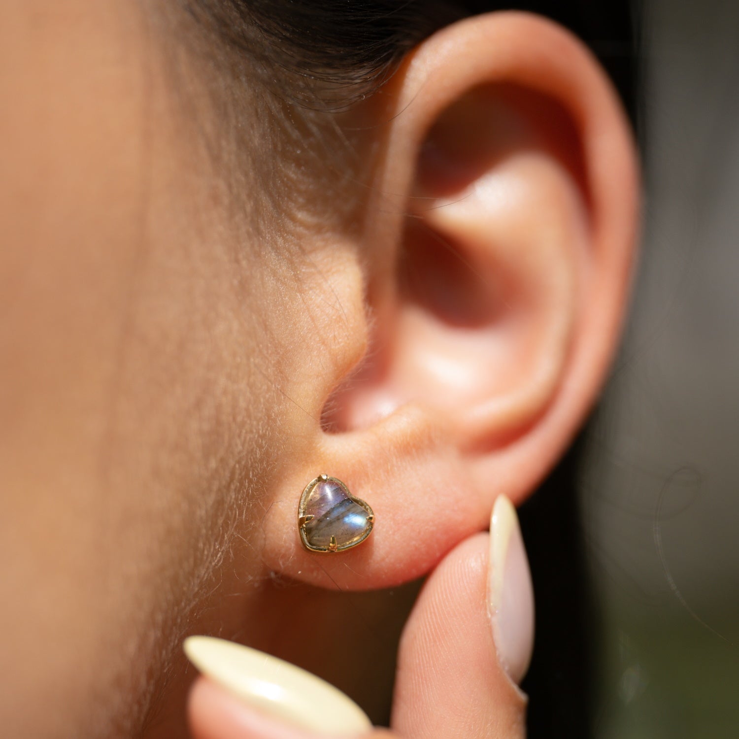 Petit Heart Labradorite Earrings