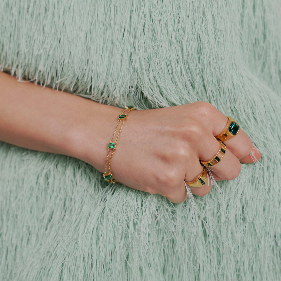 Square Signet Crystal Ring