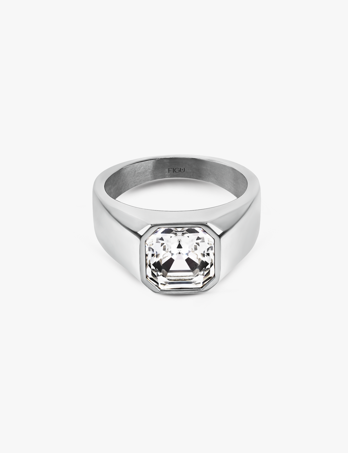 Anillo de cristal con sello cuadrado