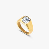 Square Signet Crystal Ring