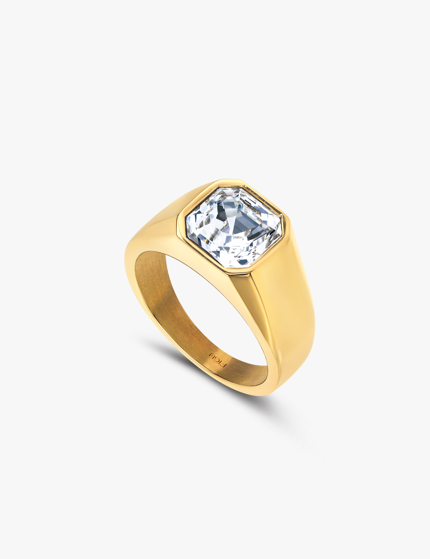 Anillo de cristal con sello cuadrado