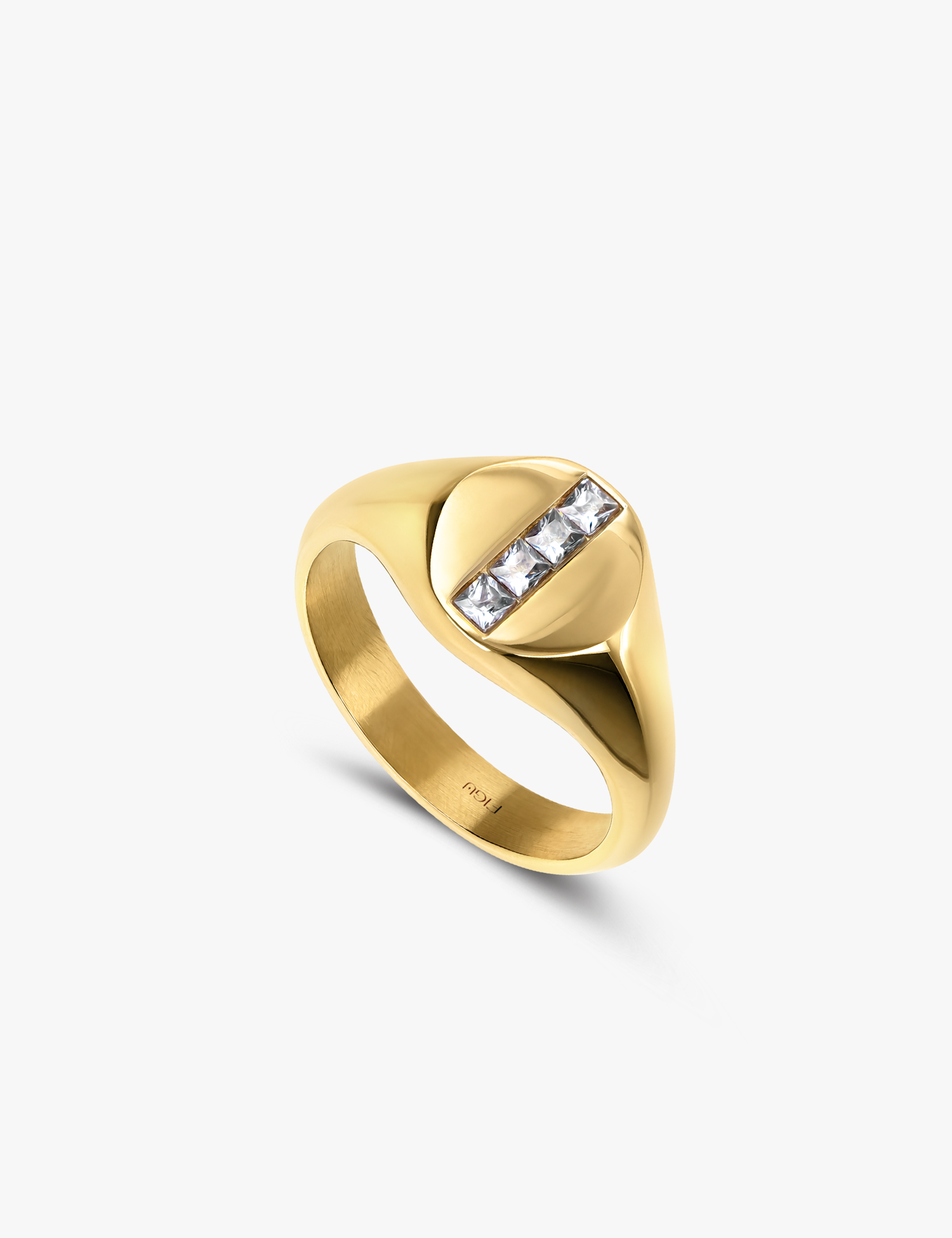Anillo de cristal con sello redondo