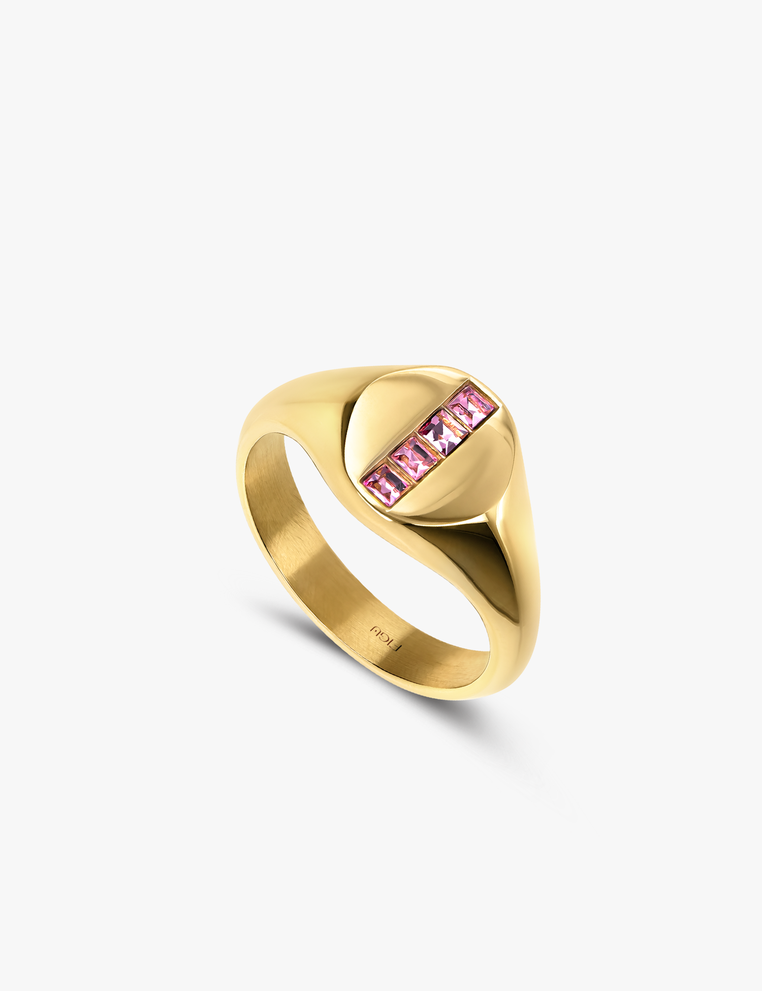 Round Signet Crystal Ring