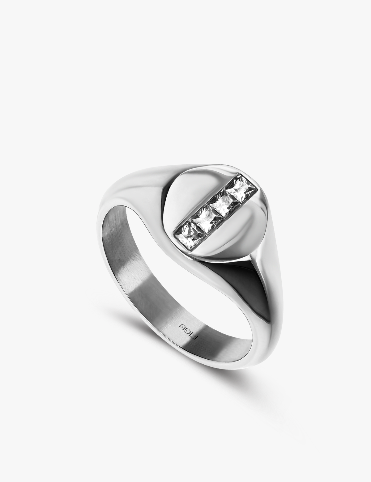 Anillo de cristal con sello redondo