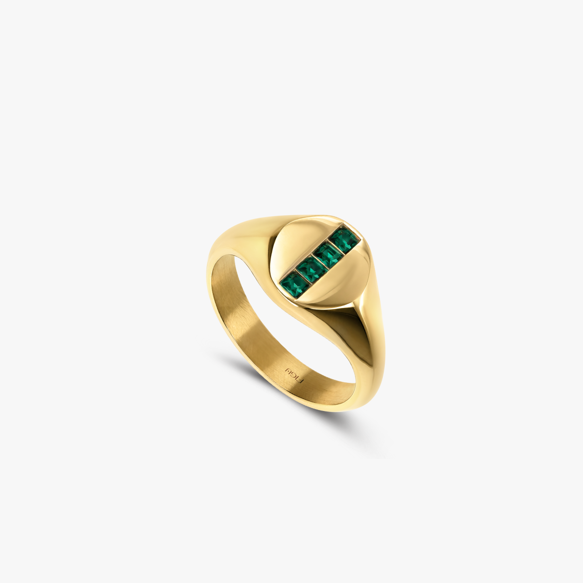 Anillo de cristal con sello redondo