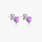 Petit Heart Amethyst Earrings