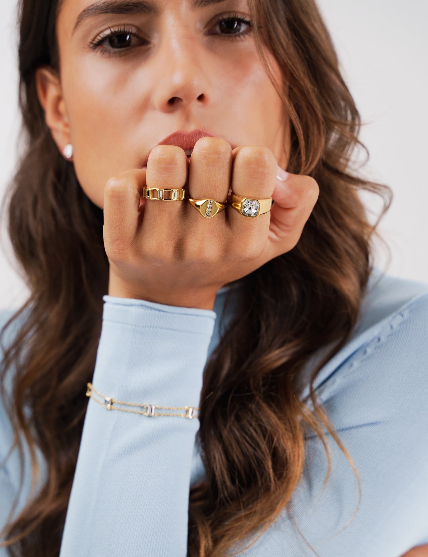 Square Signet Crystal Ring