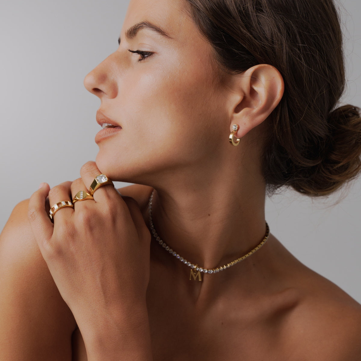 Square Signet Crystal Ring