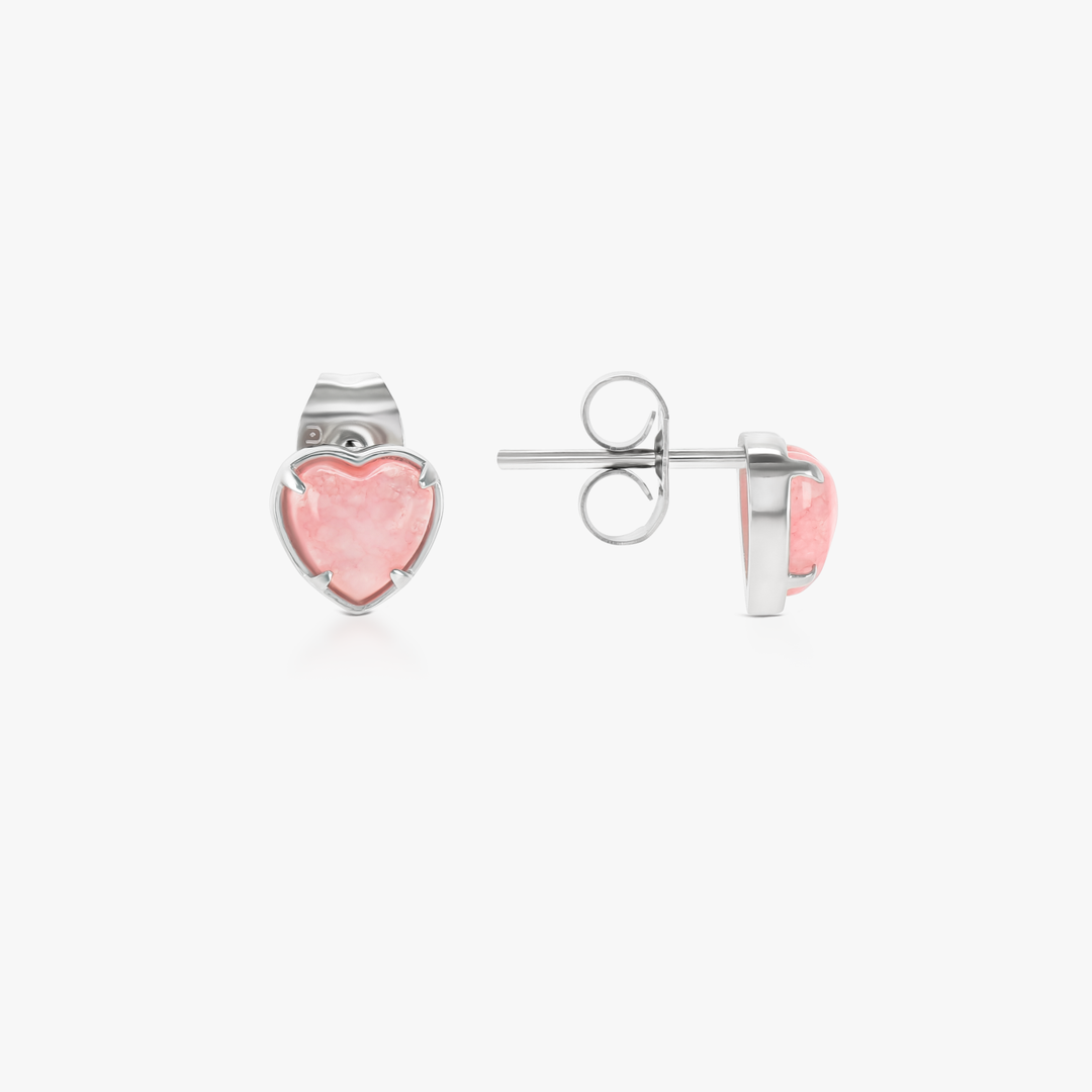Petit Heart Rose Quartz Earrings