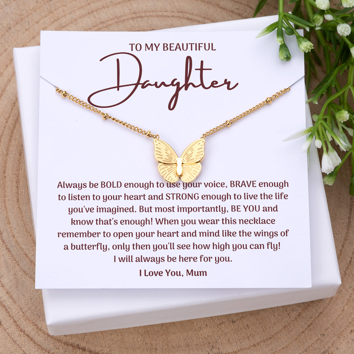 To My Beautiful Daughter - Butterfly Necklace