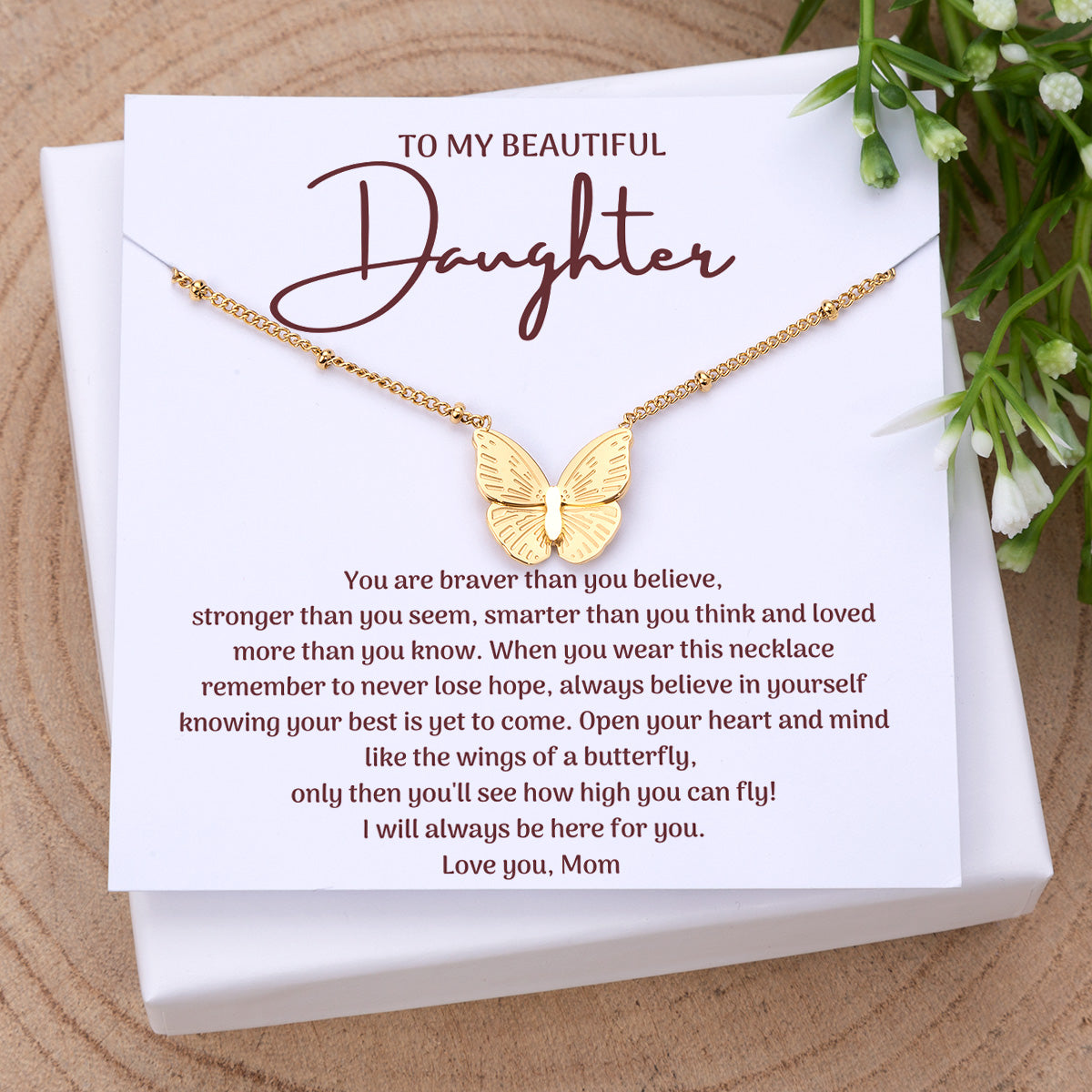To My Beautiful Daughter - Butterfly Necklace