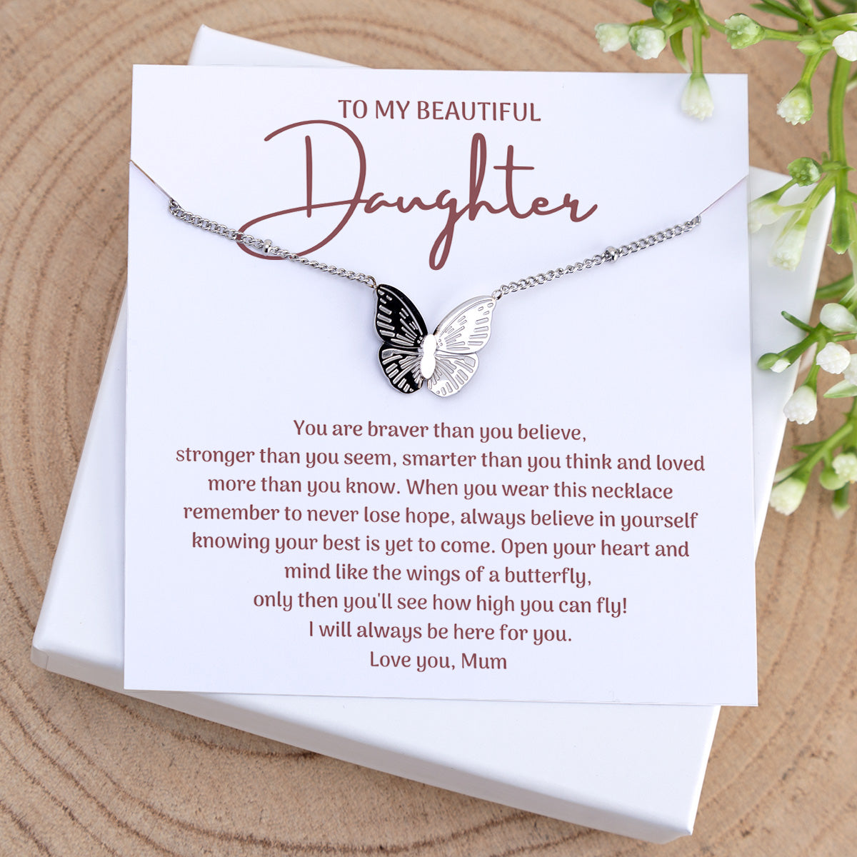 To My Beautiful Daughter - Butterfly Necklace